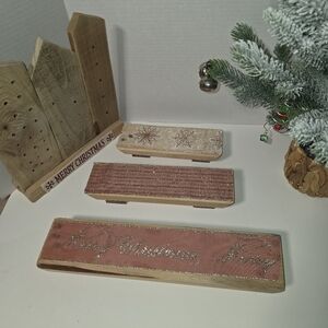 Festive Holiday Decor Primitive Wood Tray Riser Set Of 3 - Modern